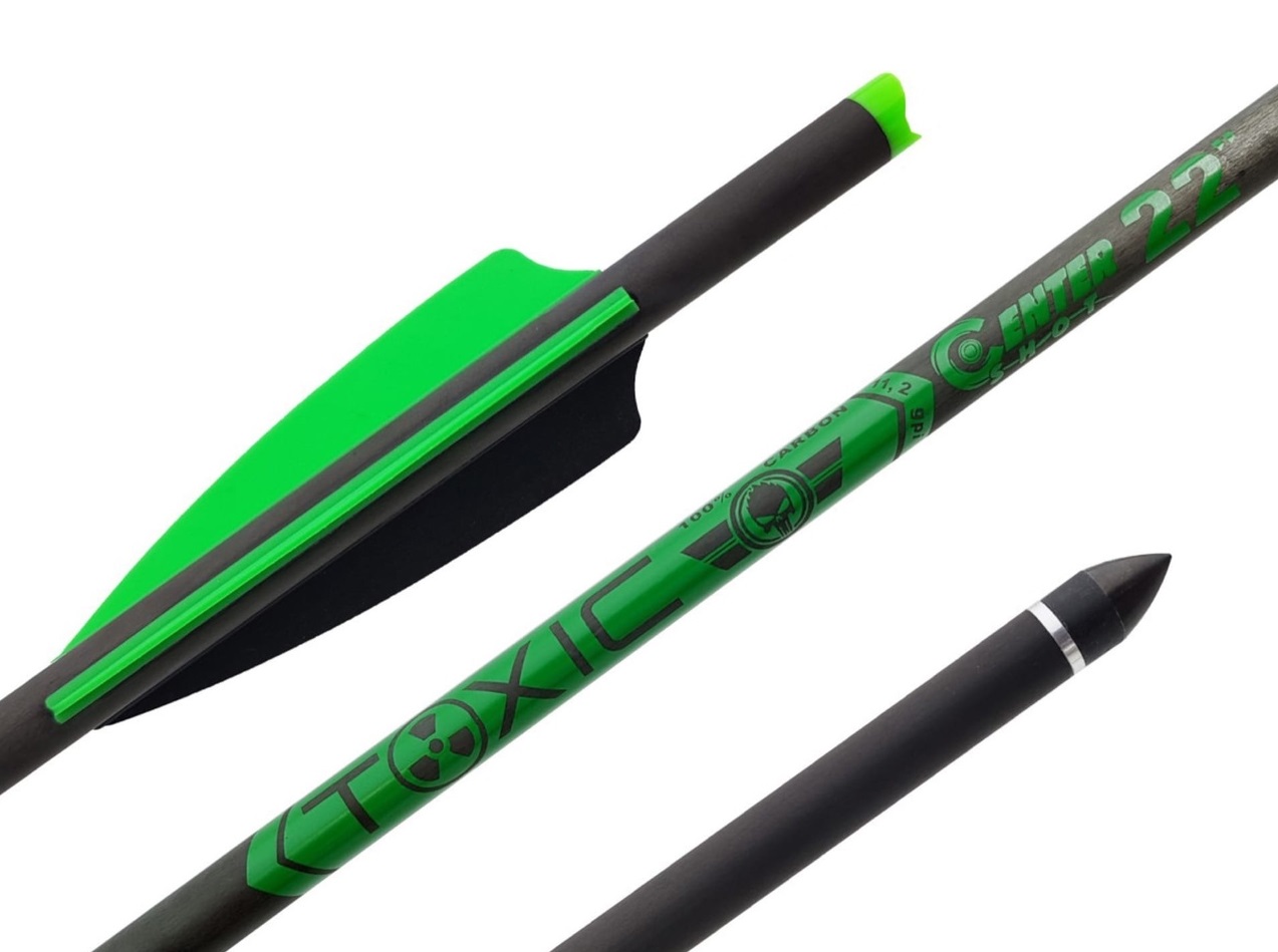 Стрела арбалетная карбоновая Centershot Toxic Carbon 22" Half Moon Nock