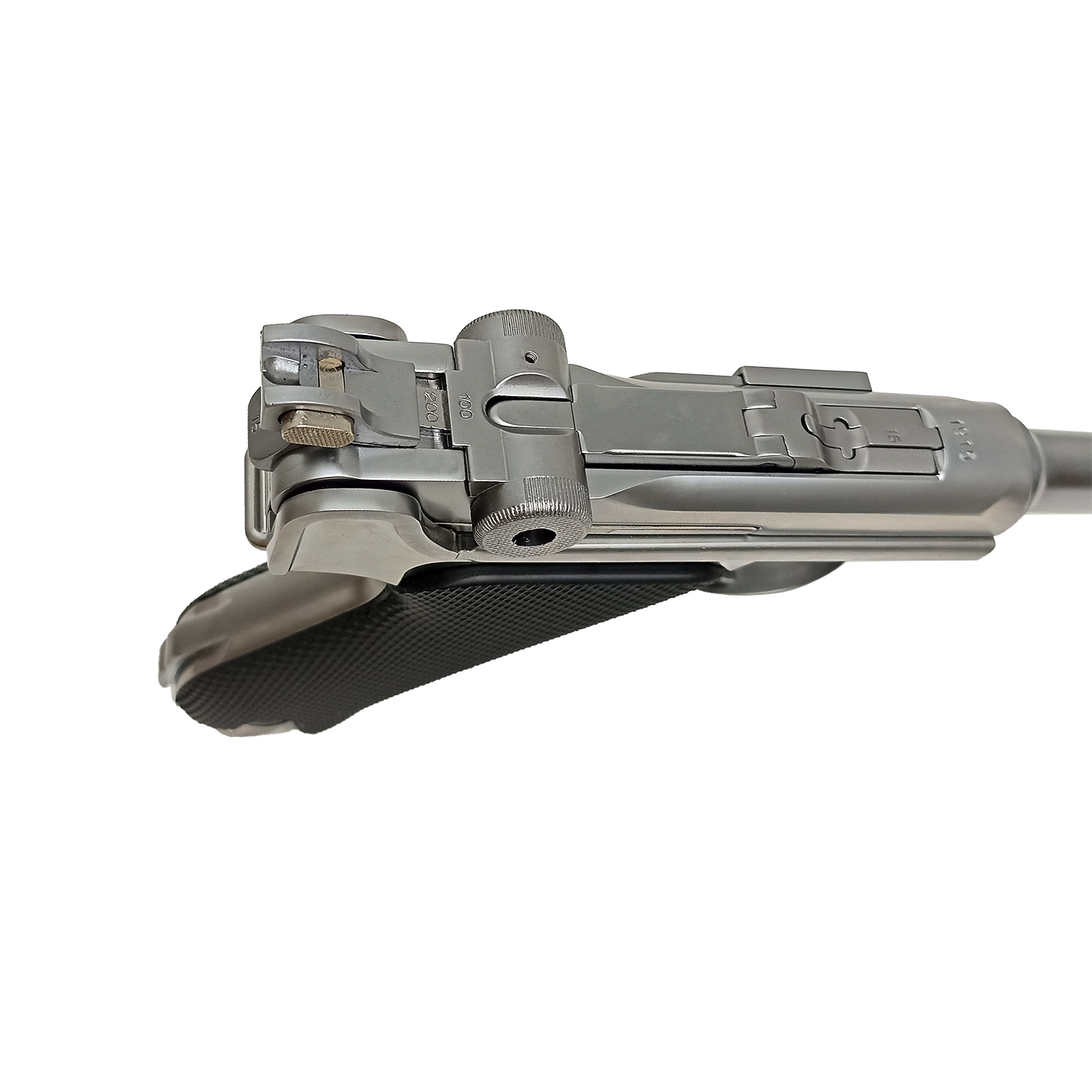 Пистолет страйкбольный (WE) P-08 6", металл, хромированный, WE-P005 / GP402S