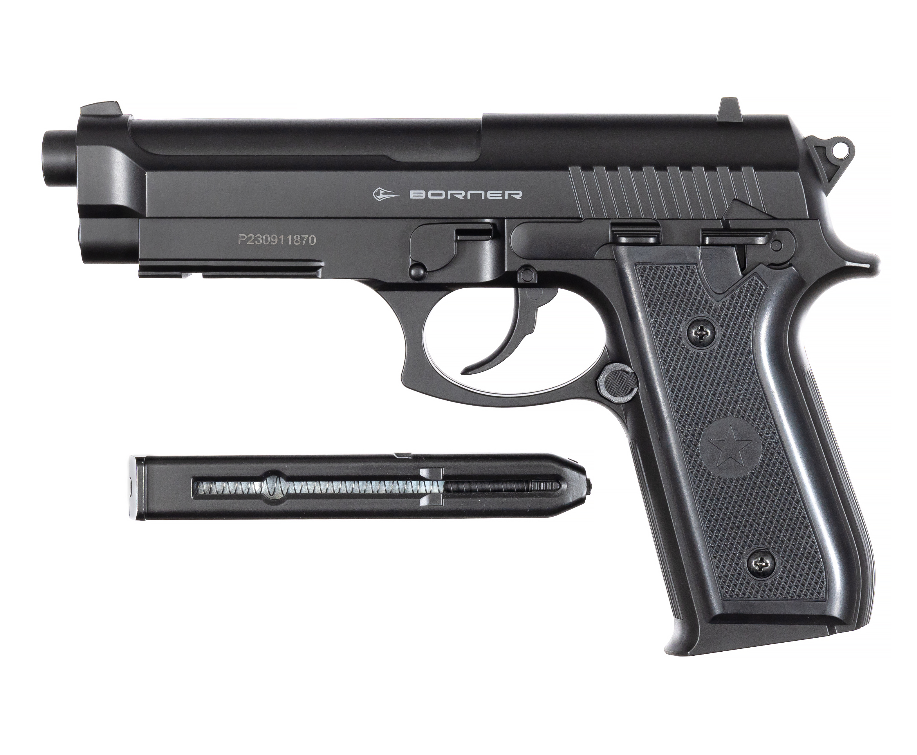 Пистолет страйкбольный Borner 92 (пластик), калибр 6 мм