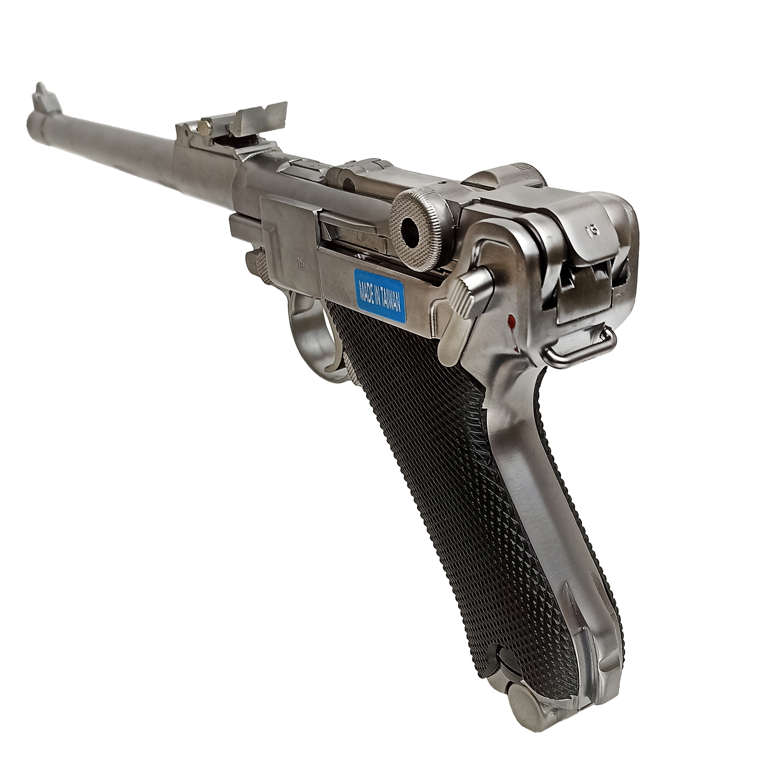 Пистолет страйкбольный (WE) P-08 8", металл, хромированный, GP403S, WE-P006 / WE-042