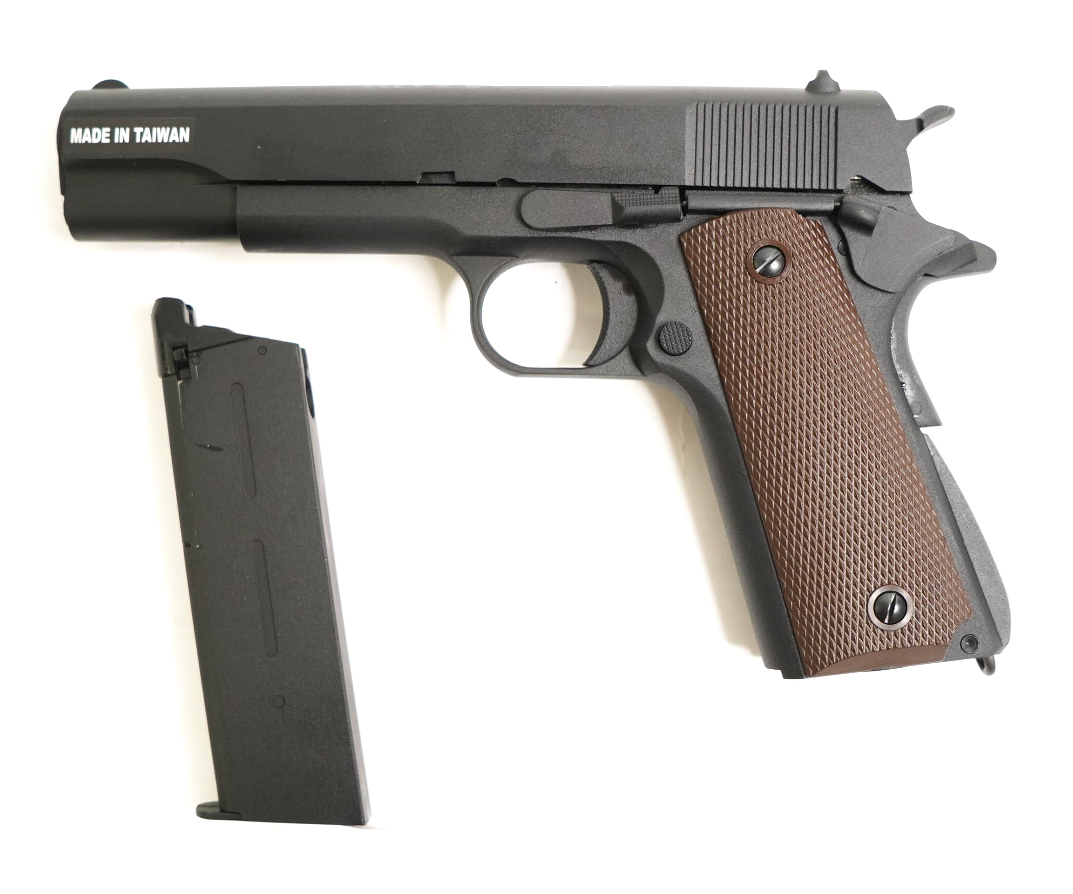 Пистолет страйкбольный (KJW) Colt M1911A1 GBB, GAS, черный, металл, модель - 1911.GAS