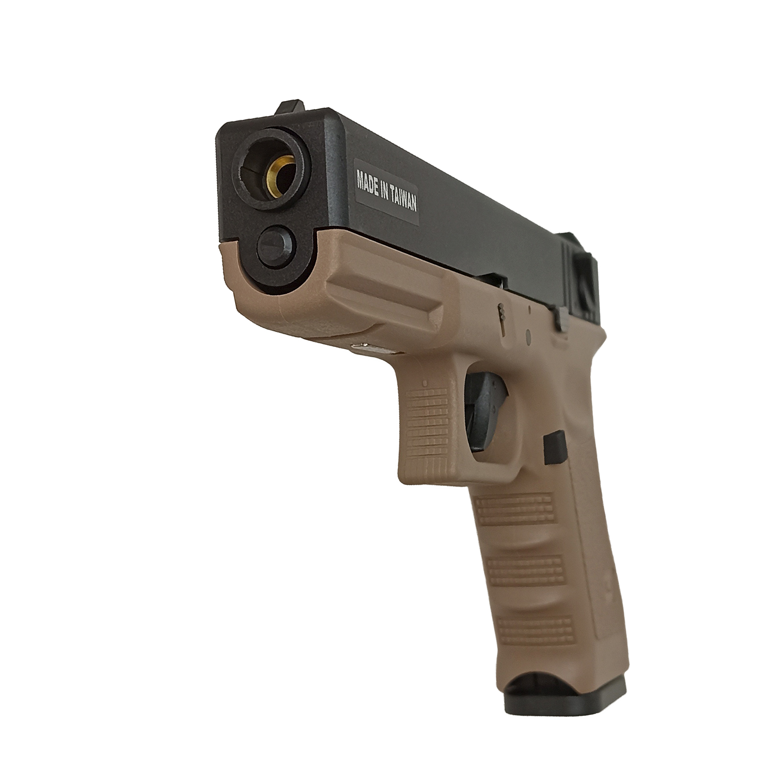 Пистолет страйкбольный (KJW) Glock G18 GBB GAS, автомат, металлический слайд, модель - KP-18-MS-TAN