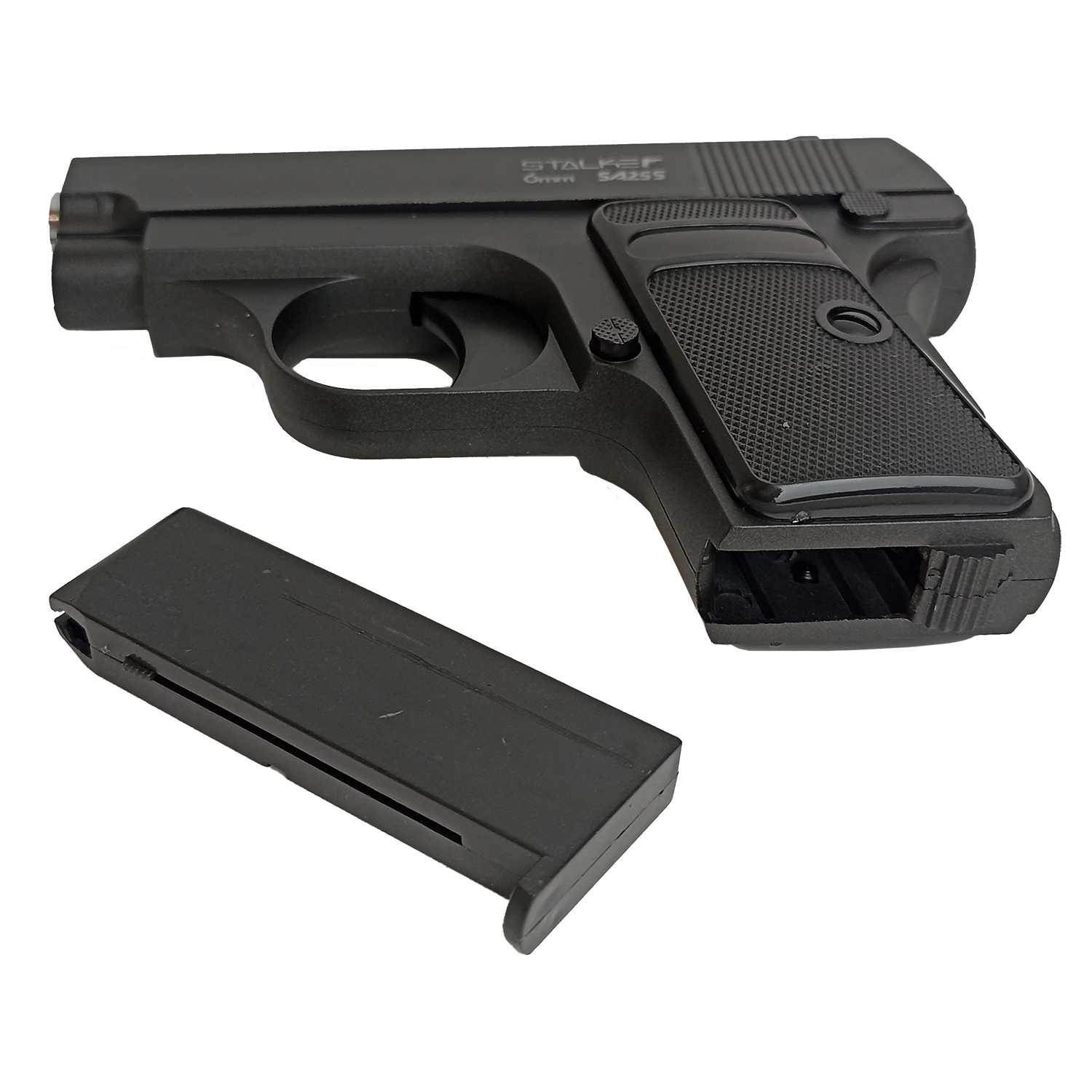 Пистолет страйкбольный Stalker SA25S Spring (Colt 25) + имитация ПБС, 6 мм