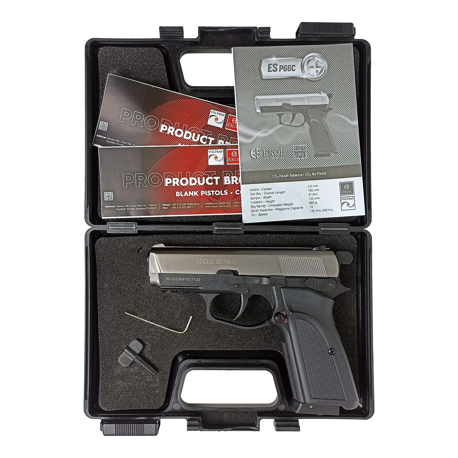 Пистолет пневматический EKOL ES P66 C FUME (никель) калибр 4,5 мм. 3 Дж.