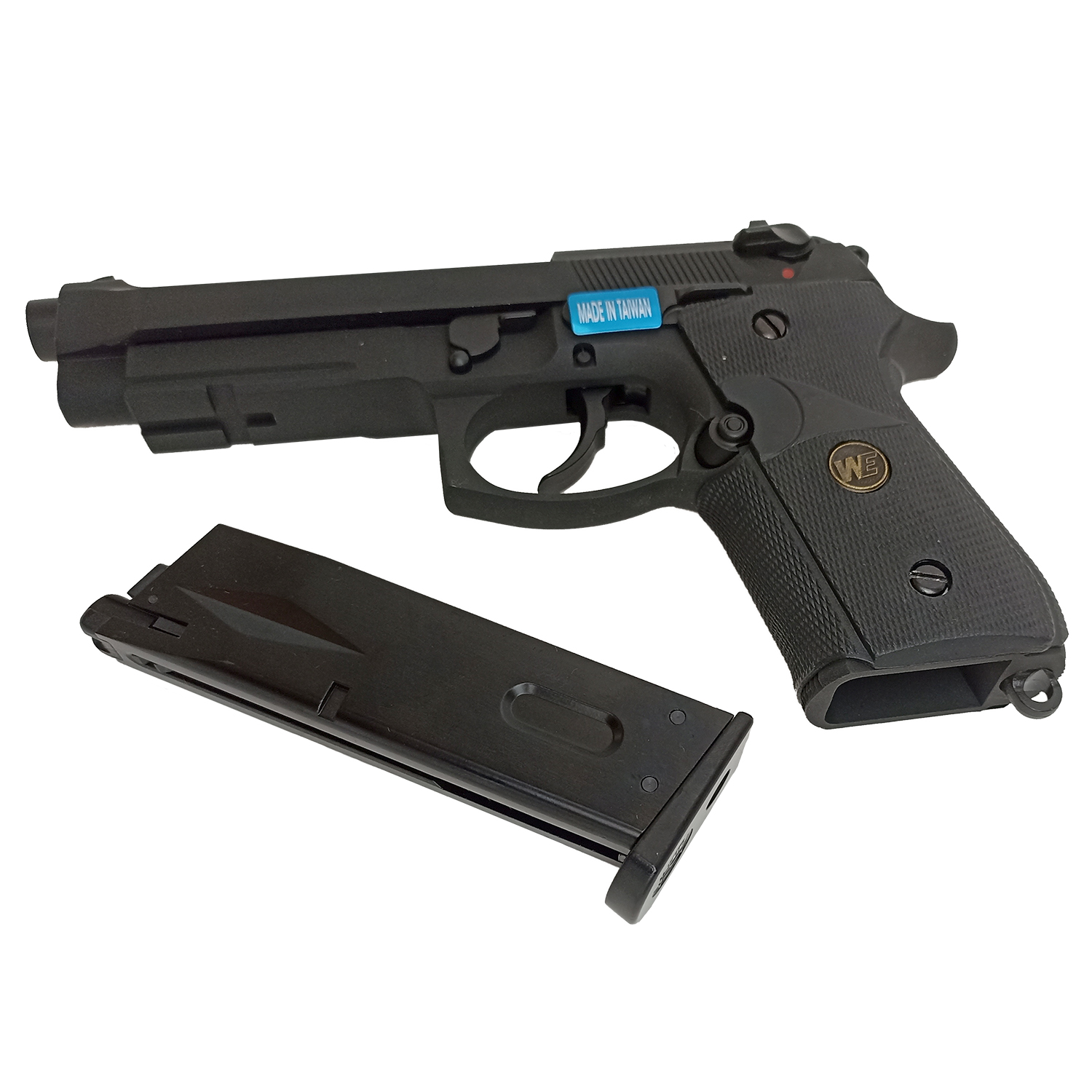 Пистолет страйкбольный WE Beretta M9A1, черный, рельса, WE-M008