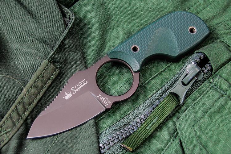 Нож Kizlyar Supreme Amigo-X D2 GT, зеленая рукоять