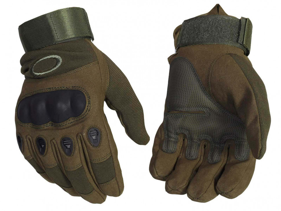 Перчатки реплика Oakley полнопалые с защитой костяшек, зеленые XXL