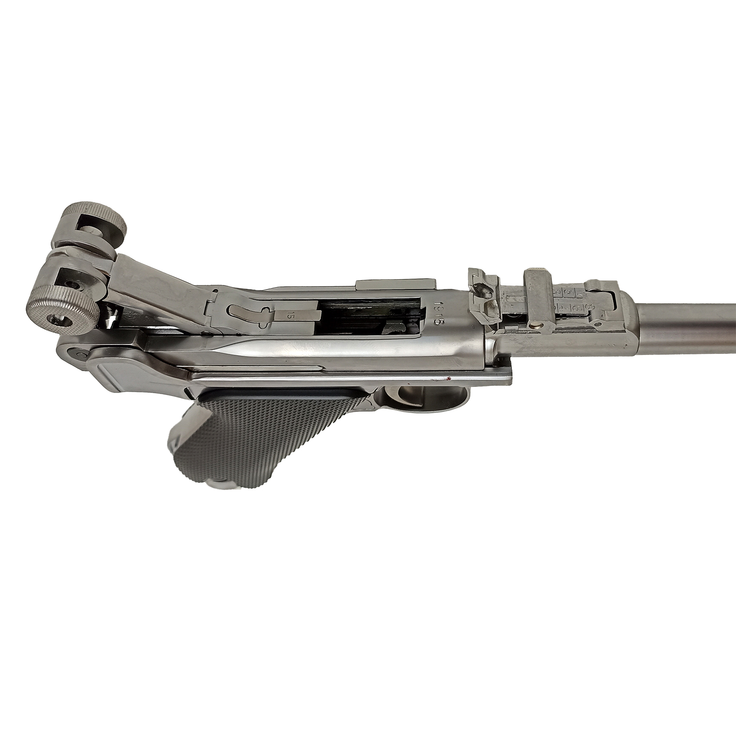 Пистолет страйкбольный (WE) P-08 8", металл, хромированный, GP403S, WE-P006 / WE-042