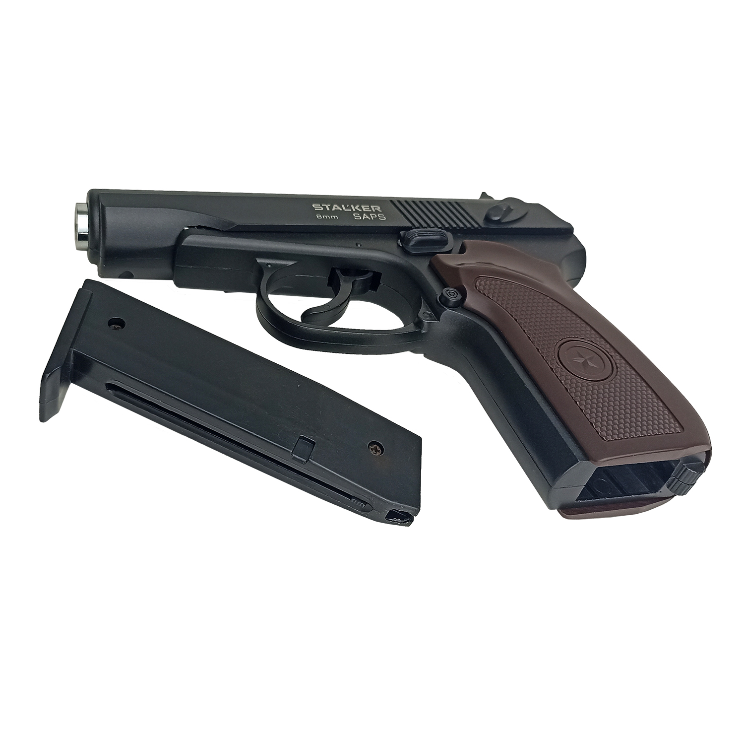 Пистолет страйкбольный Stalker SAPS Spring (ПМ) + имитация ПБС, 6 мм