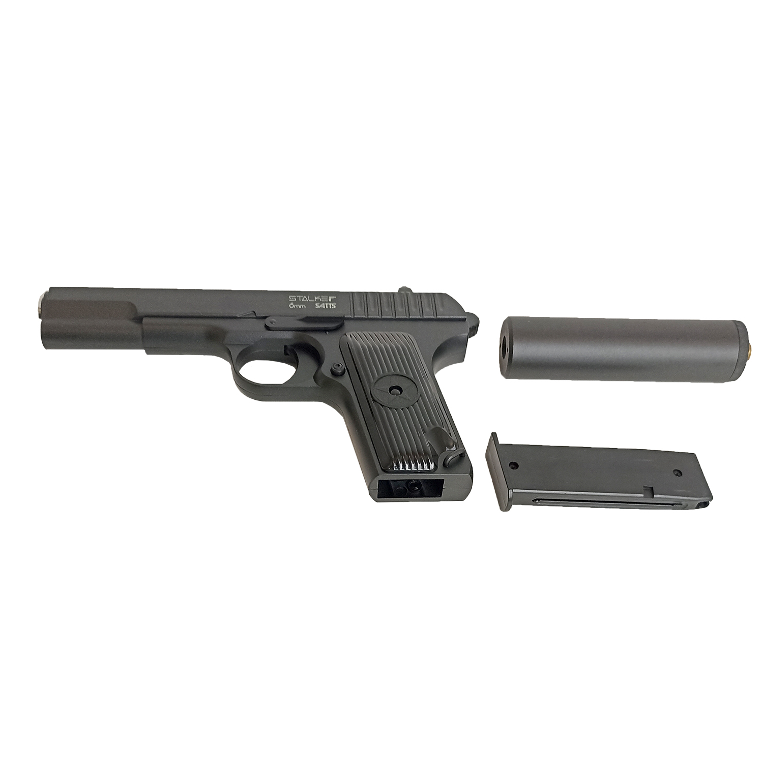Пистолет страйкбольный Stalker SATTS Spring (ТТ) + имитация ПБС, 6 мм